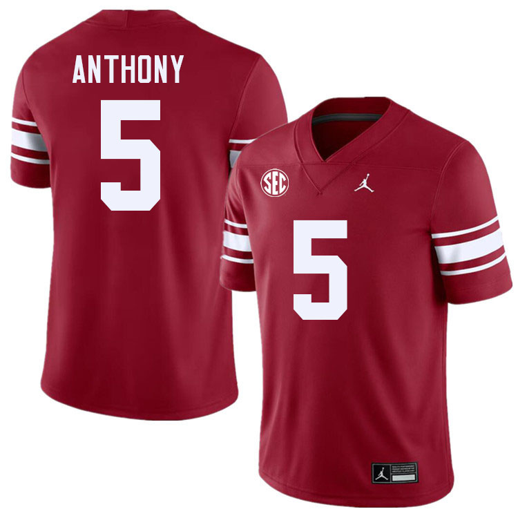 Men #5 Andrel Anthony Oklahoma Sooners 2024 SEC Conference College Football Jerseys-Throwback